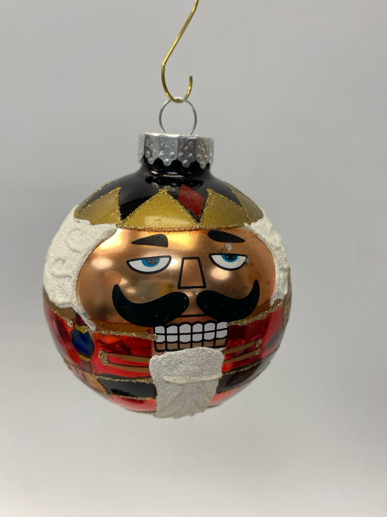 Red/Gold Black/Cream Nutcracker Glass Ornaments