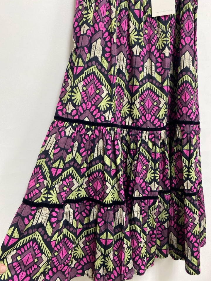 NWT Size L Fuschia Black/Green Print Maxi Ladies Skirt