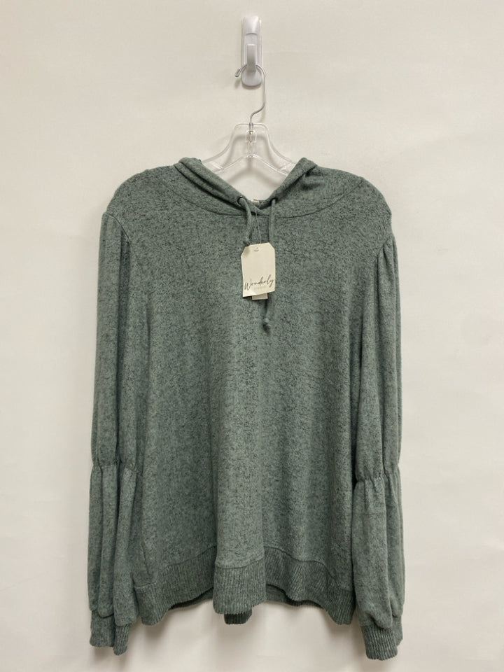 NWT wonderly Size XL Seafoam Black Mottled Hooded Ladies Top