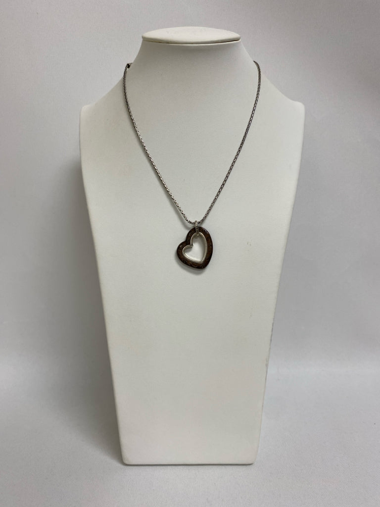 Brighton Silver Color Brown Hearts Necklace
