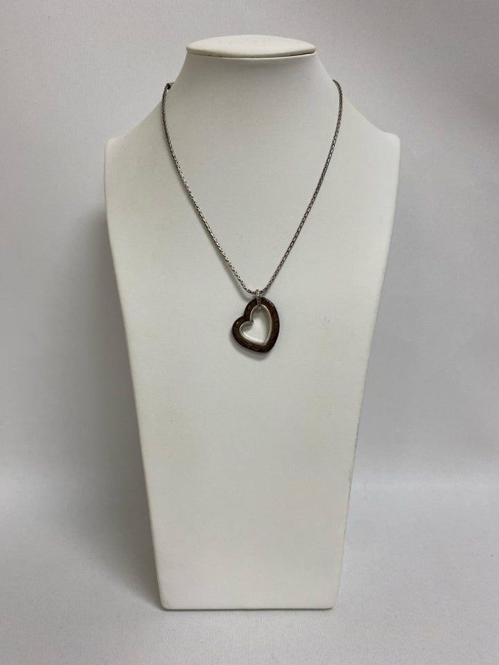 Brighton Silver Color Brown Hearts Necklace