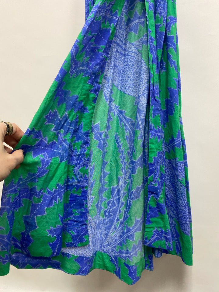 NWT Oliphant Size S Green Blue Floral Maxi Ladies Dress
