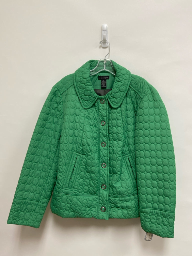Rafaella Size 1X Green Button Up Quilted Plus Size Jacket