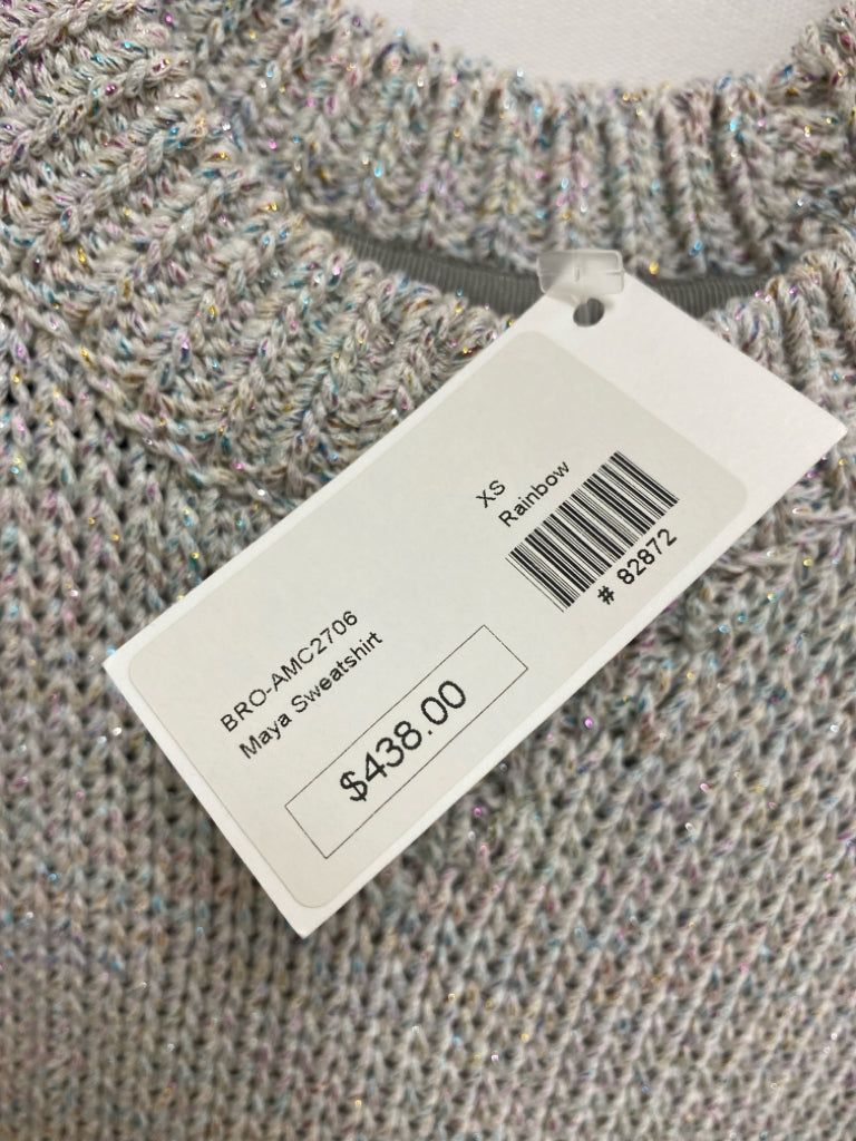 NWT Size XS Gray Multi Color Sparkle Ladies Sweater