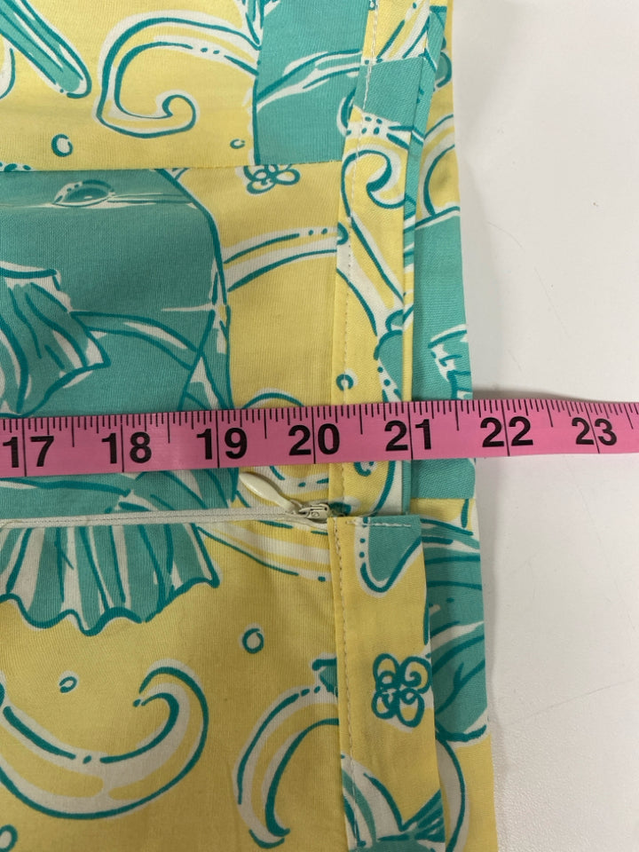 LILLY PULITZER Size M Seafoam Yellow Fish Ladies Skirt