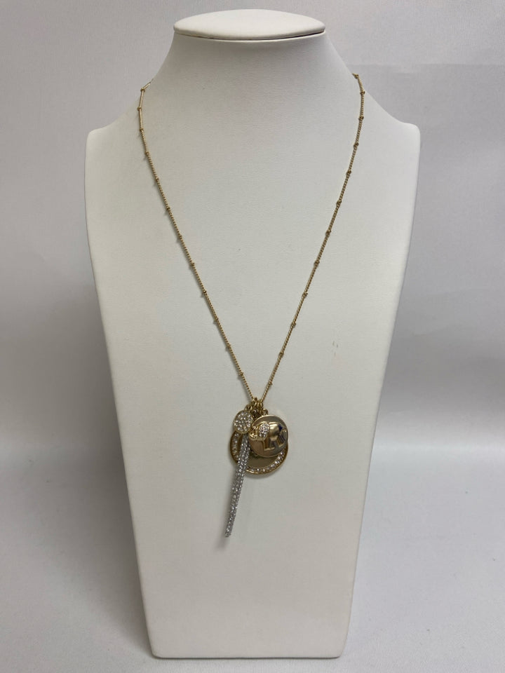NWT Wht House/Blk Mkt Gold Color Clear Elephant Necklace
