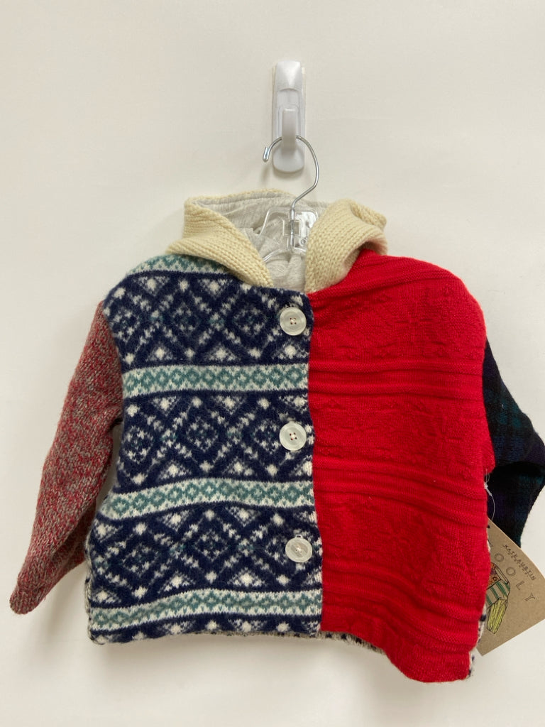 NWT SIZE 12M Multi-Color Texture Button Up Hooded Boy&