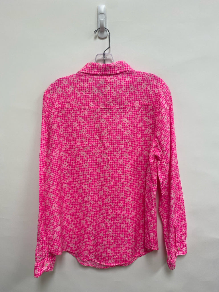 NWT LILLY PULITZER Size L Pink White Floral Button Up Ladies Top