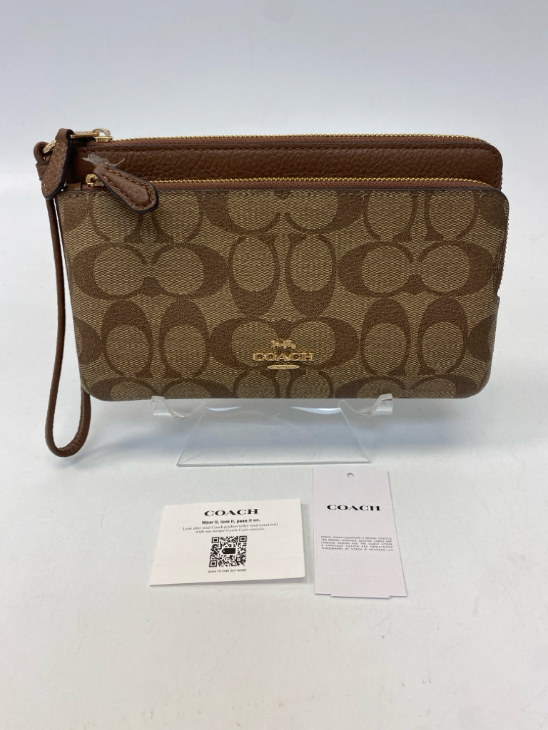 Coach Brown Signature Wristlet
