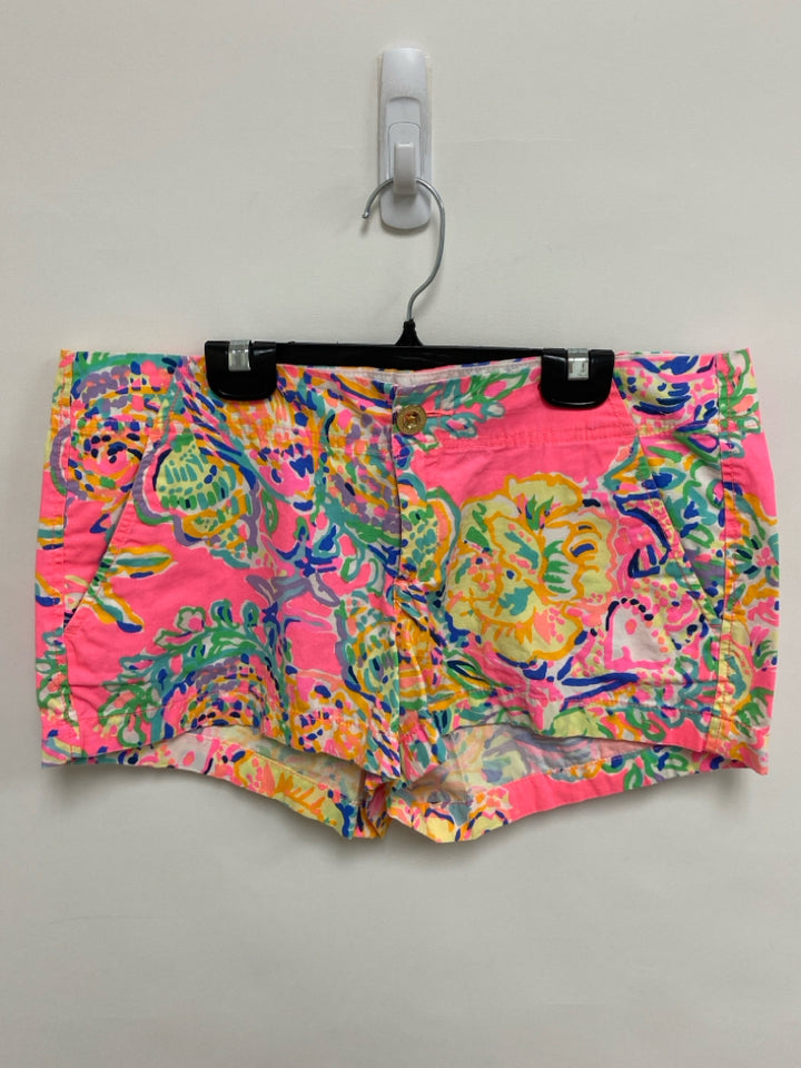 LILLY PULITZER Size 8 Neon Pink Orange/Multi Floral Ladies Shorts