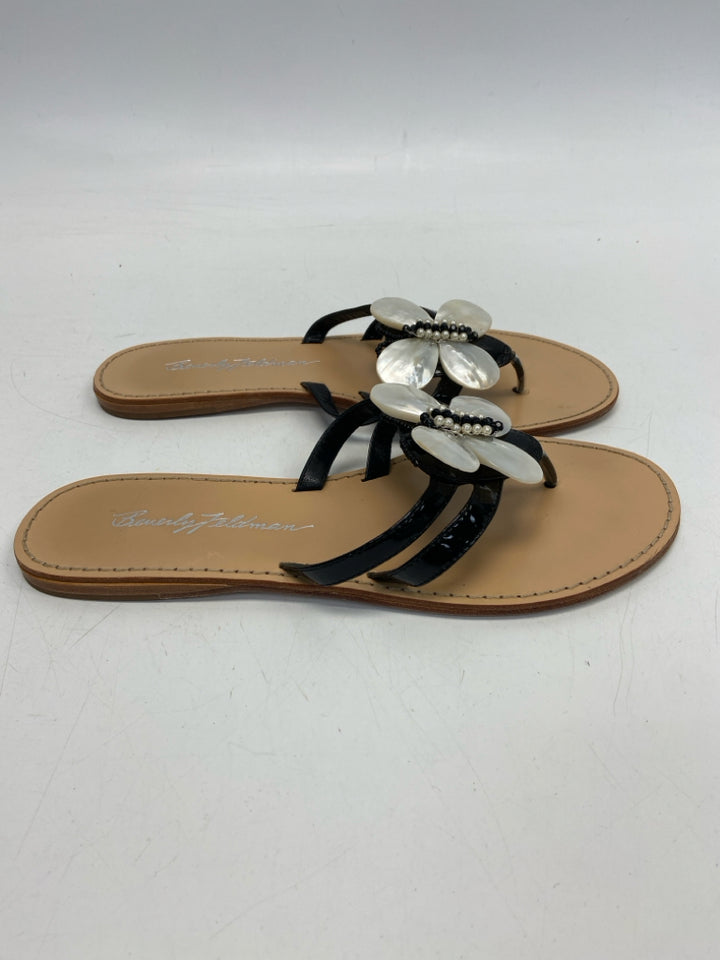 Beverly Feldman Size 9 Black Pearl Butterfly(s) Sandals