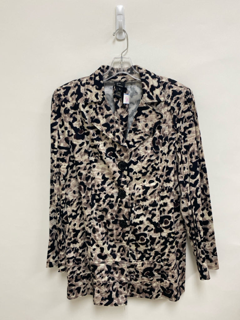 Jules &amp; Leopold Size XL Cream Taupe/Black Animal Print Button Up Ladies Jacket