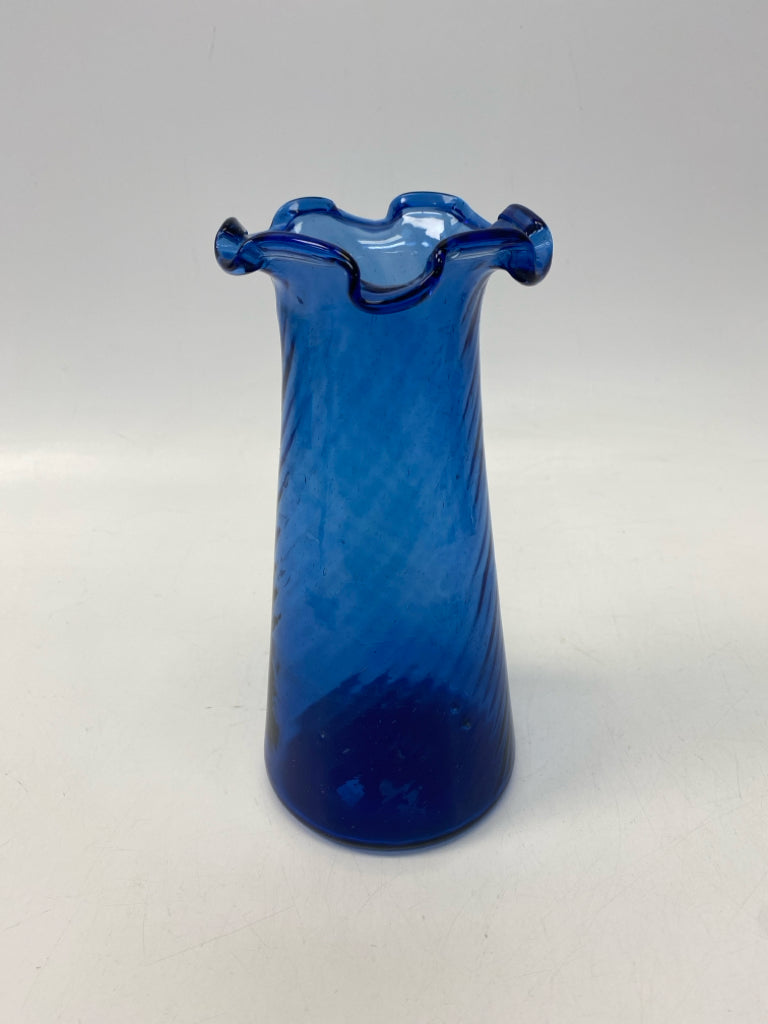 Blue Swirl Glass Vase