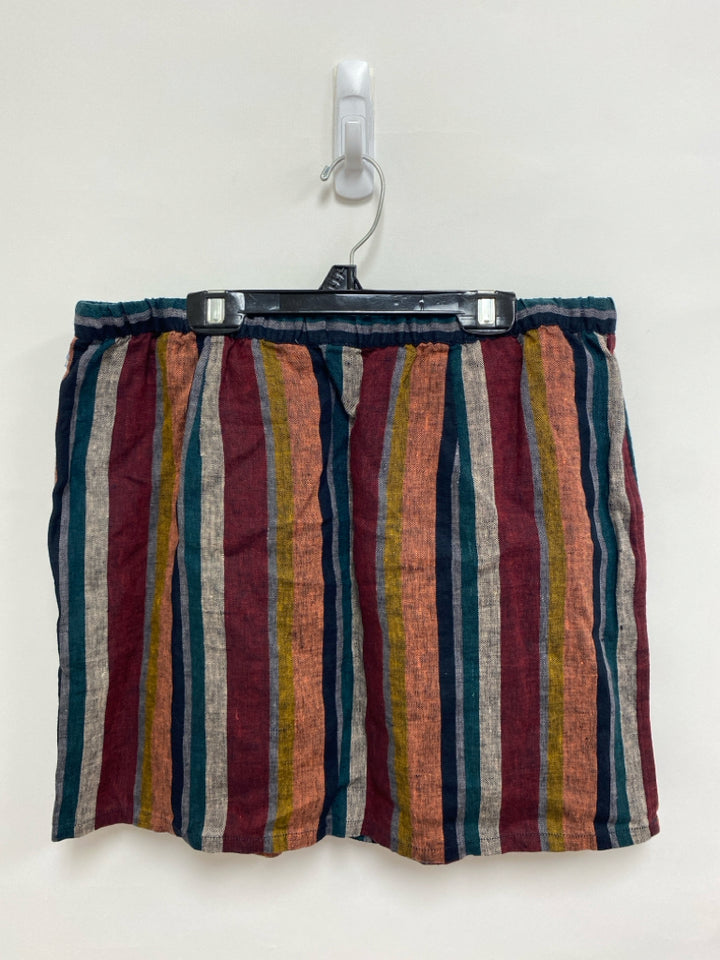 NWT Garnet Hill Size M Multi Color Stripes Linen Ladies Skirt
