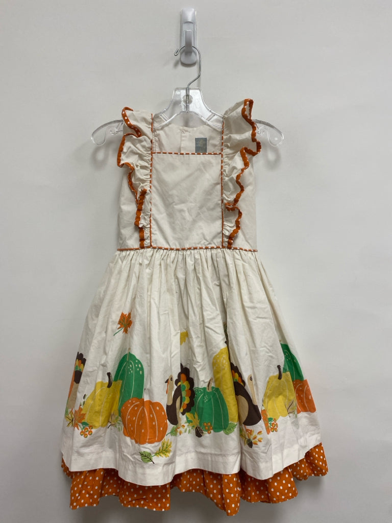 SIZE 8/10 White Orange/Green Pumpkin Girl&