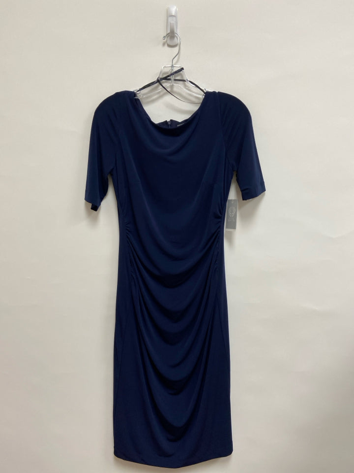 NWT VINCE CAMUTO Size 8 Navy Ruched 3/4 Sleeve Ladies Dress