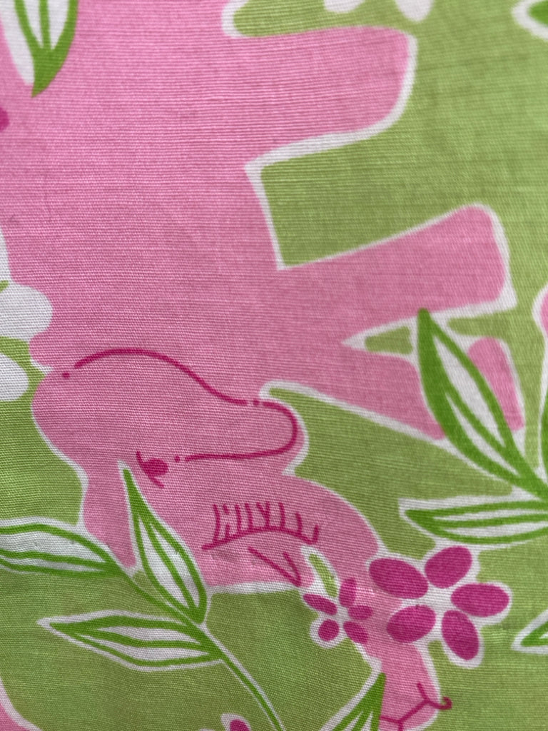 LILLY PULITZER Size 4 Green/Pink Elephant(s) Sleeveless Ladies Dress