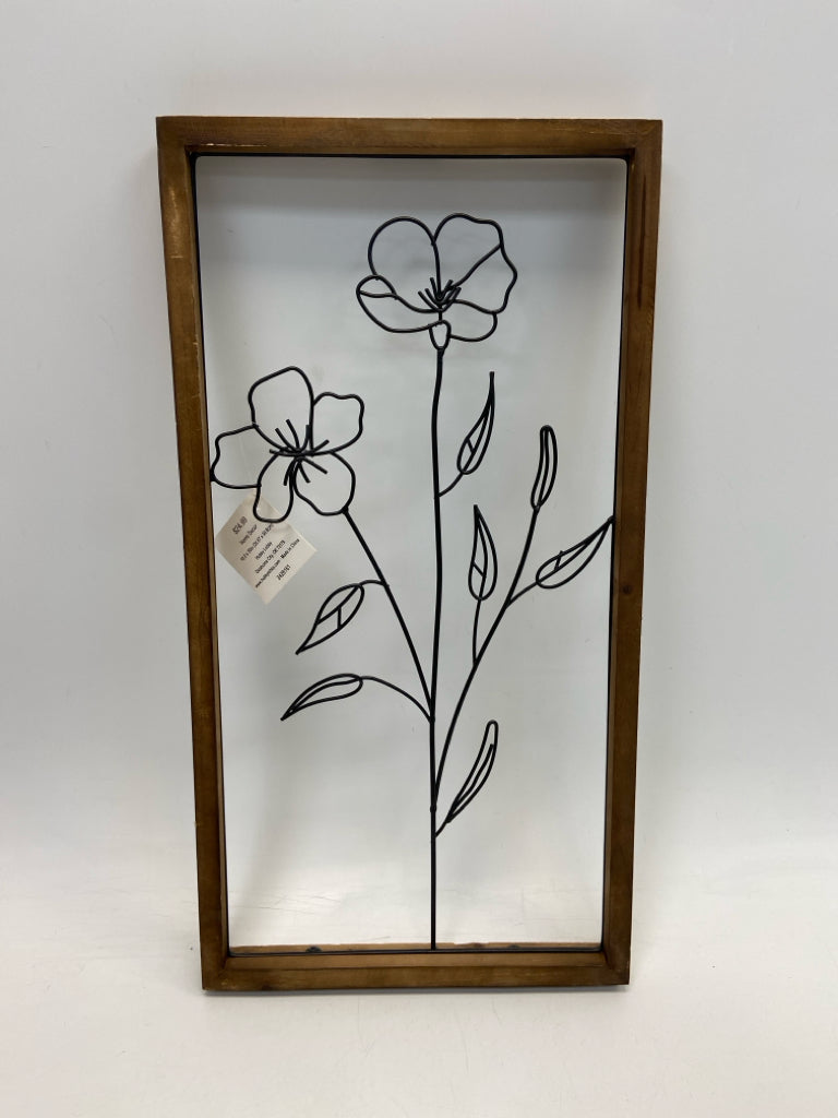 NWT Brown Black Flowers Wall Hanging
