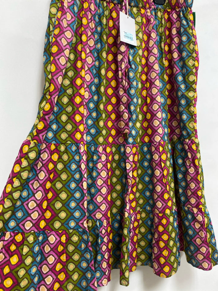 NWT Size L Pink/Green Blue/Brown Print Ladies Skirt