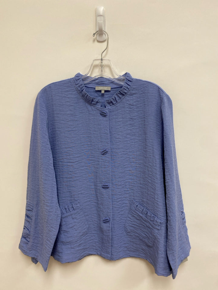 HabitaT Size L Blue Button Up Ladies Top
