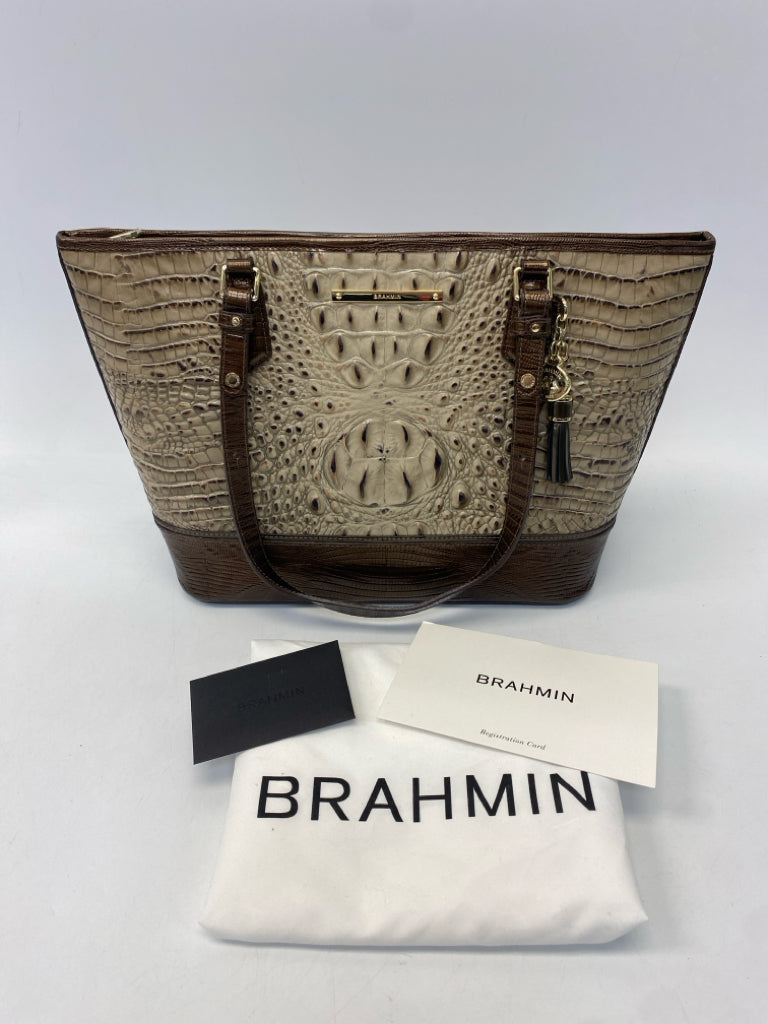 Brahmin Brown Embossed Leather Handbag