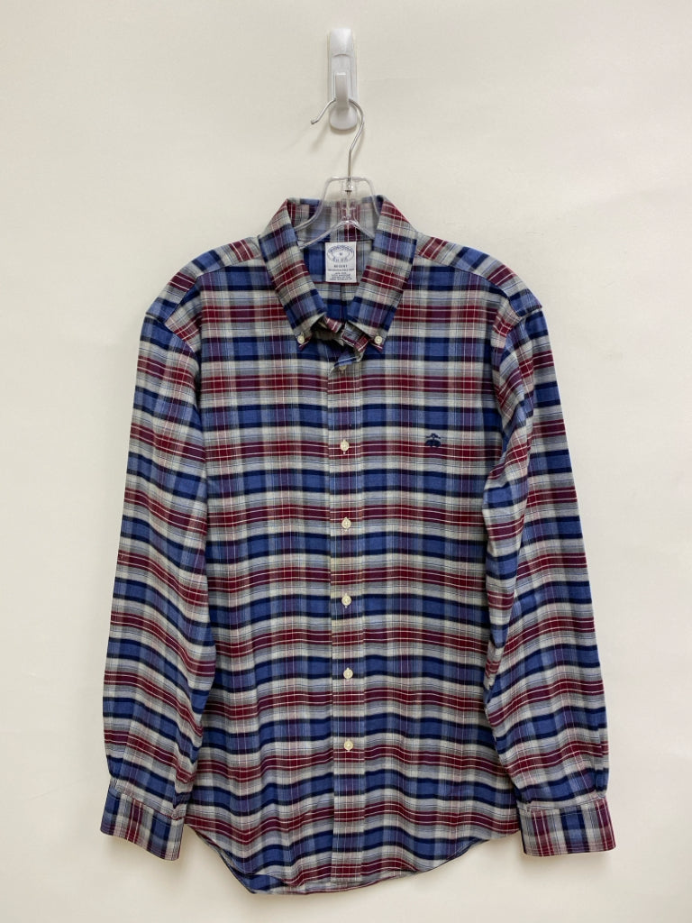 Brooks Brothers Size M Blue Gray/Red Plaid Men&