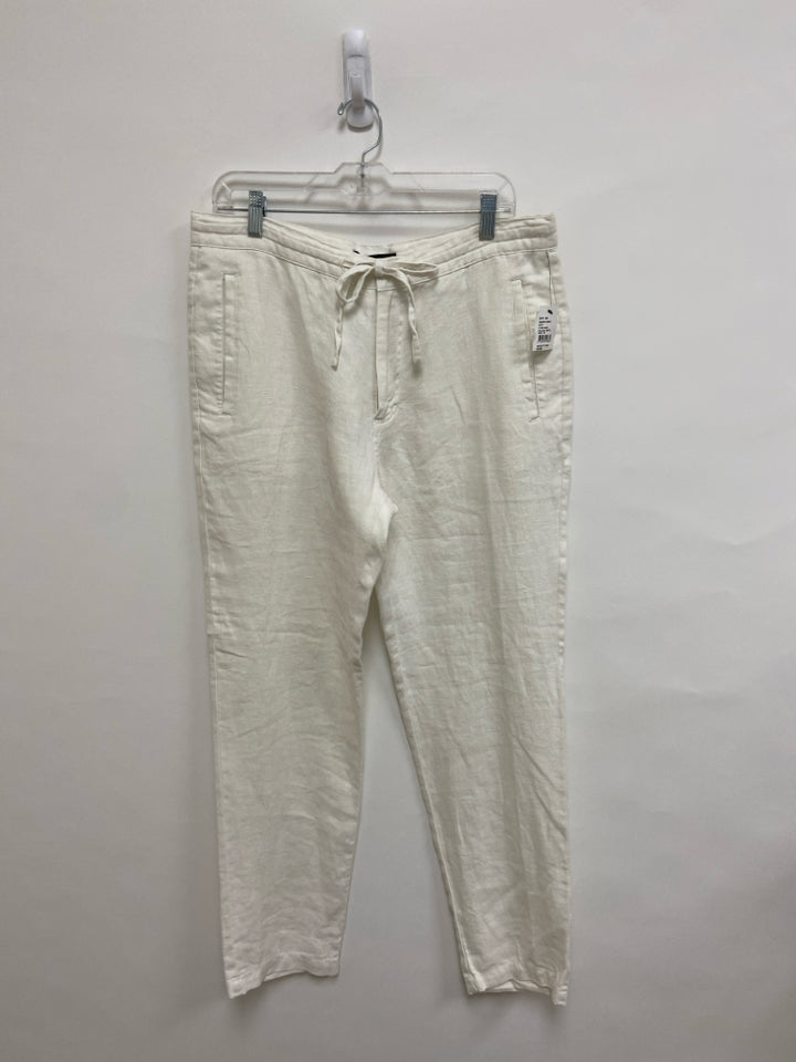 NWT Saks Fifth Ave. Size 32 White Linen Ladies Pants