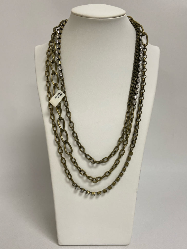NWT Gold Color Clear Jeweled Necklace