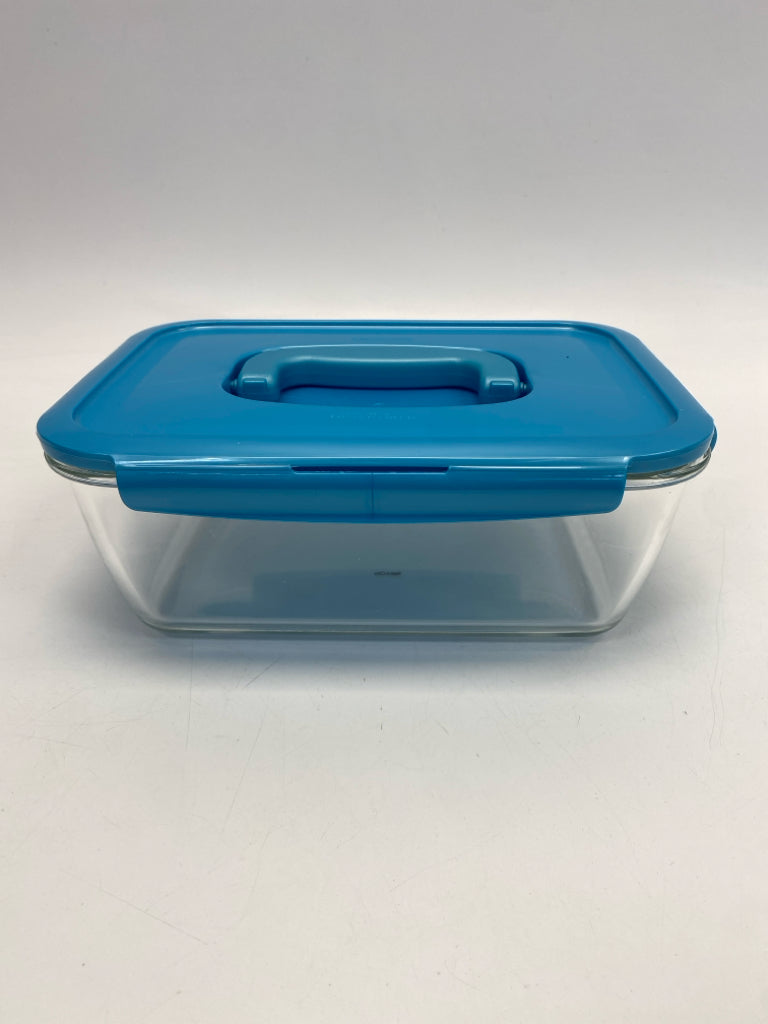 Lock &amp; Lock Blue Clear Glass Storage Container