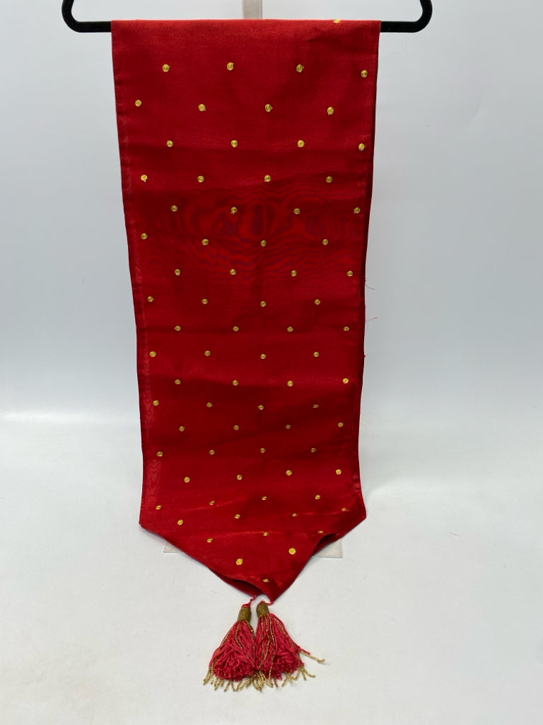 Red Gold Dots Table Runner
