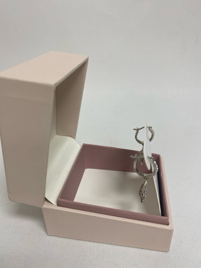 NEW/BOX Silver Clear Jeweled Earrings