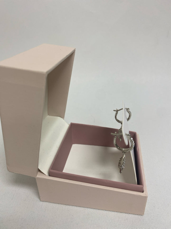 NEW/BOX Silver Clear Jeweled Earrings