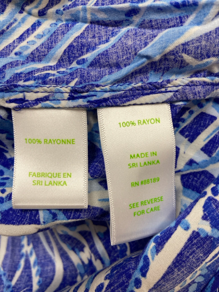 LILLY PULITZER Size L Blue/White Twig Button Up Ladies Top
