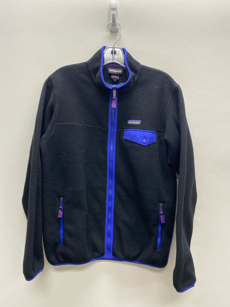 Patagonia Size M Black Blue Trimmed Fleece Ladies Jacket