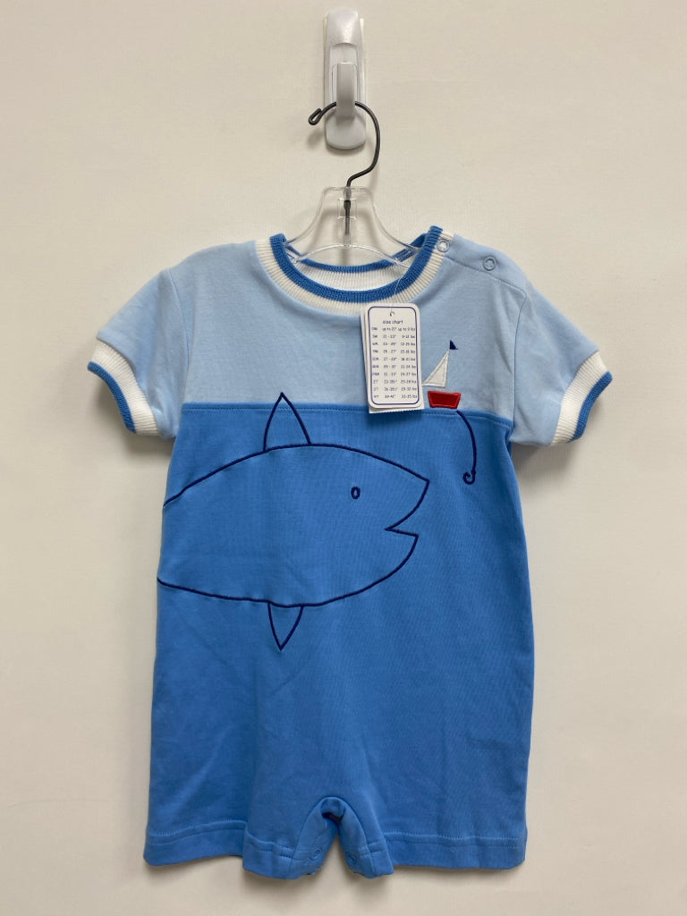NWT Florence Eisemen SIZE 12M Blue Red/White Embroidered Short Sleeve Boy&
