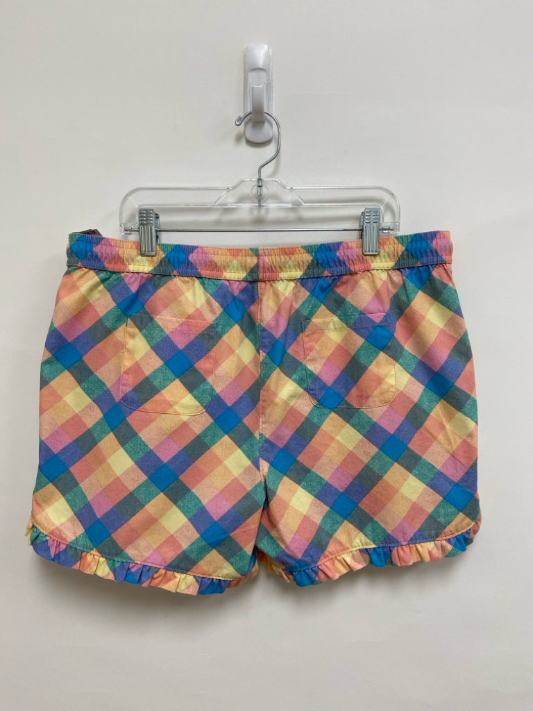 Lands End SIZE 14/16+ Coral/Pink Turquoise Checkered Pull-on Girl&