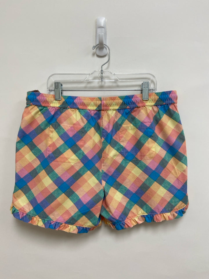 Lands End SIZE 14/16+ Coral/Pink Turquoise Checkered Pull-on Girl&