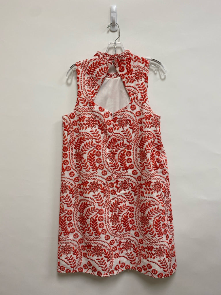 Donna Ricco Size 10 White Red Embroidered Sleeveless Ladies Dress