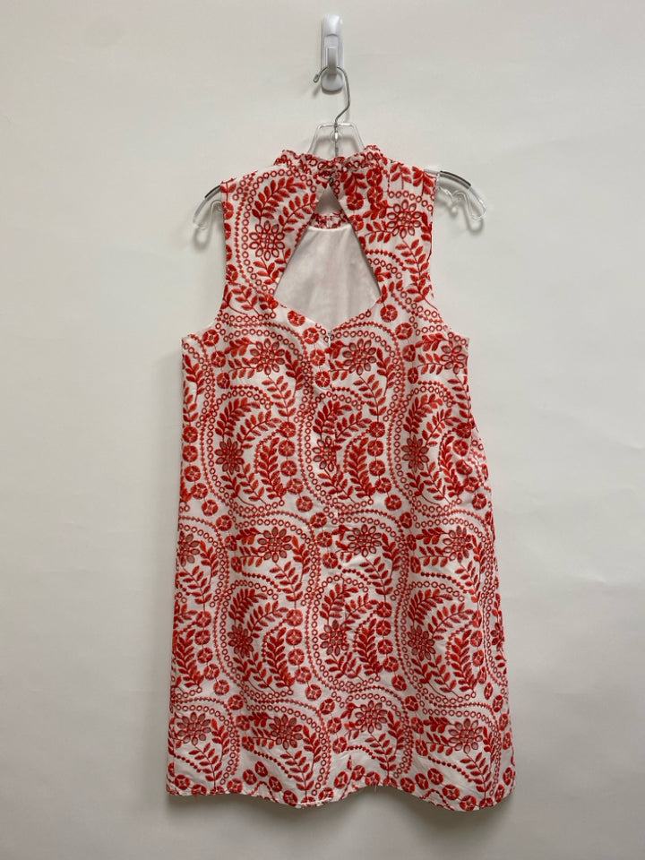 Donna Ricco Size 10 White Red Embroidered Sleeveless Ladies Dress