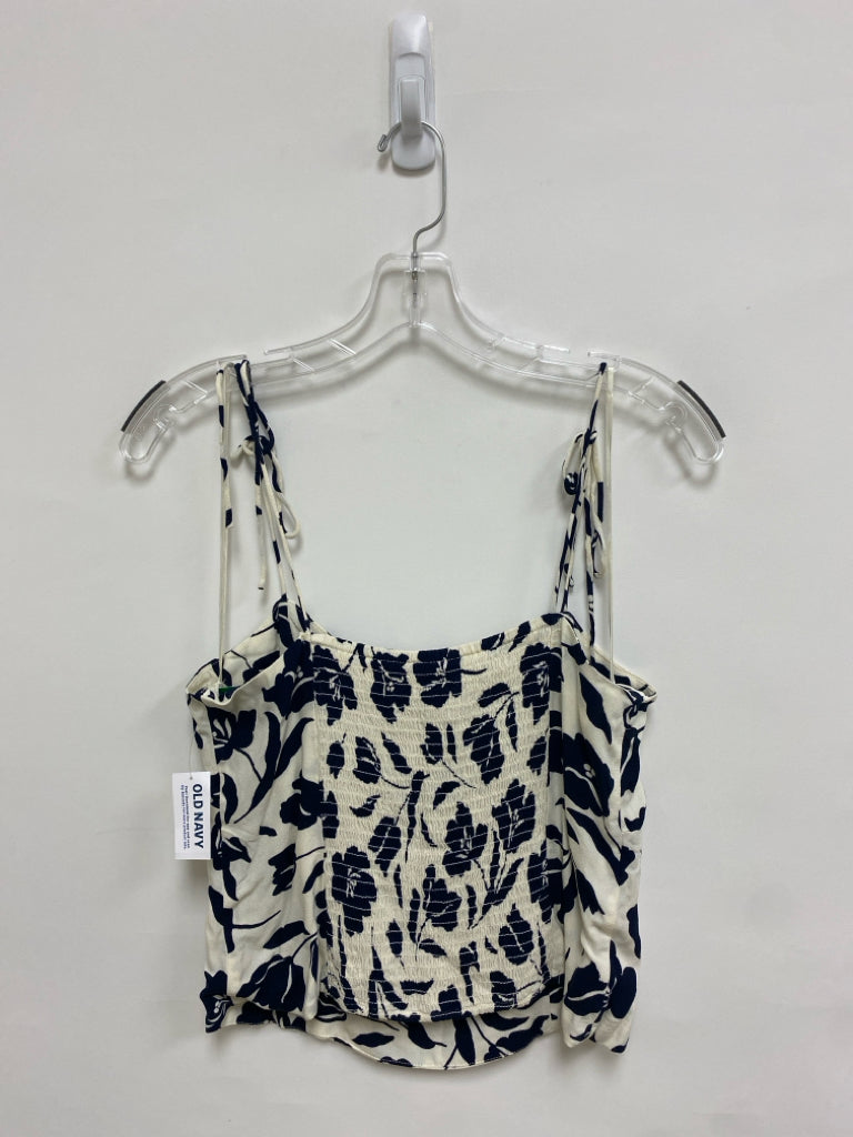 NWT Old Navy Size M Cream Navy Flowers Sleeveless Ladies Top