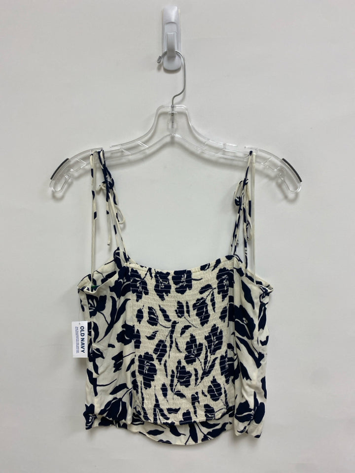 NWT Old Navy Size M Cream Navy Flowers Sleeveless Ladies Top