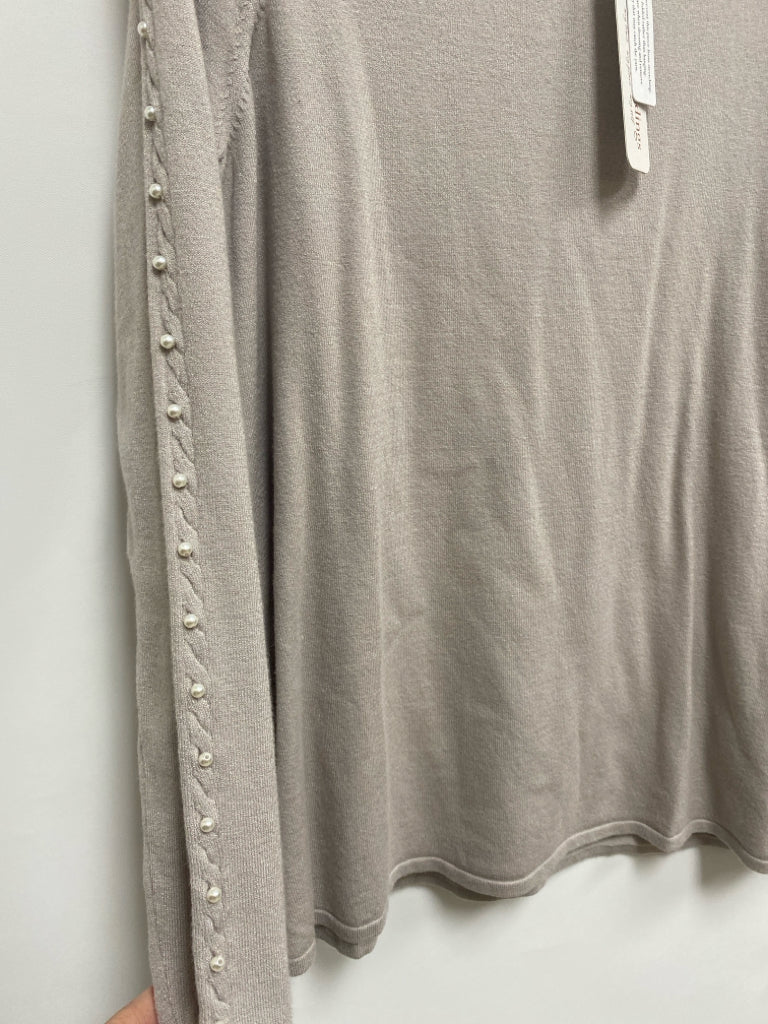 NWT Soft Surroundings Size L Gray Pearls Ladies Sweater