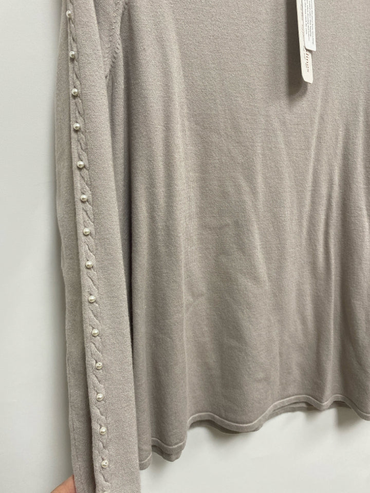 NWT Soft Surroundings Size L Gray Pearls Ladies Sweater