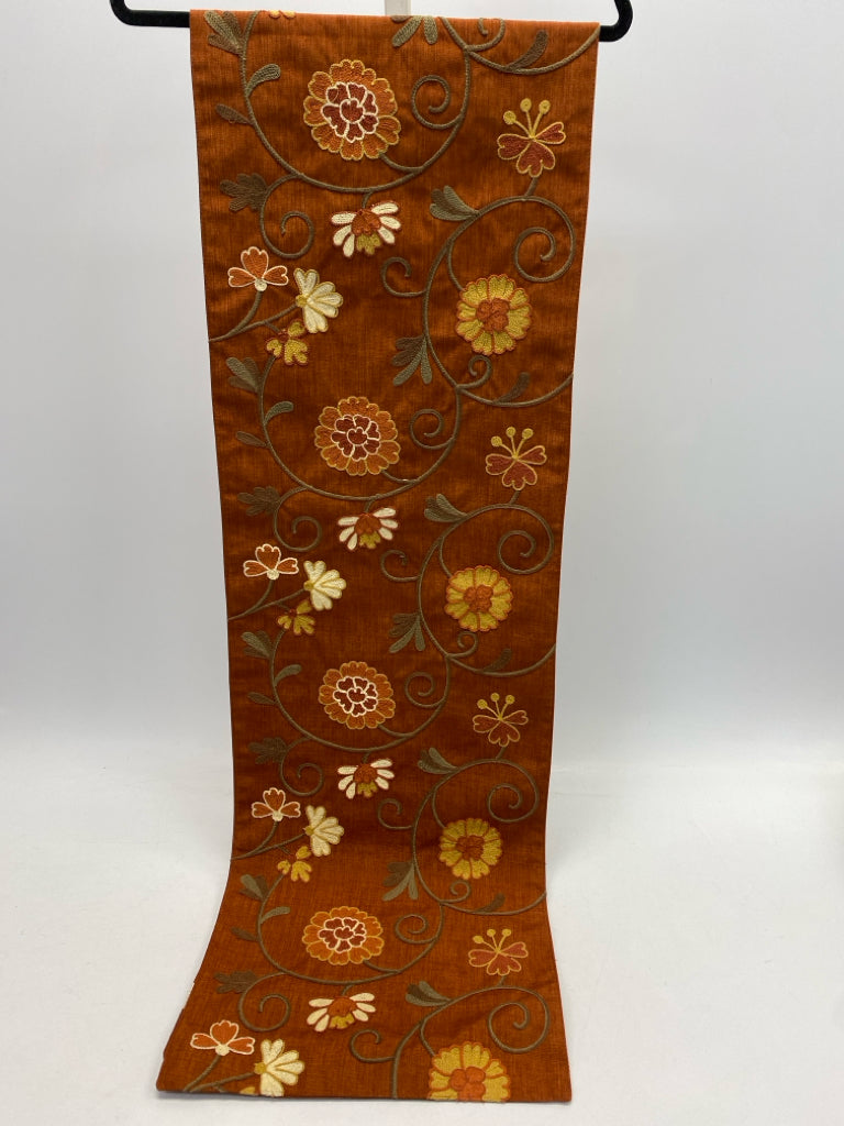 Rust Multi Color Floral Table Runner