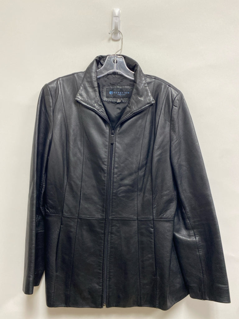 Kenneth Cole Size XL Black Zip Down Leather Ladies Jacket
