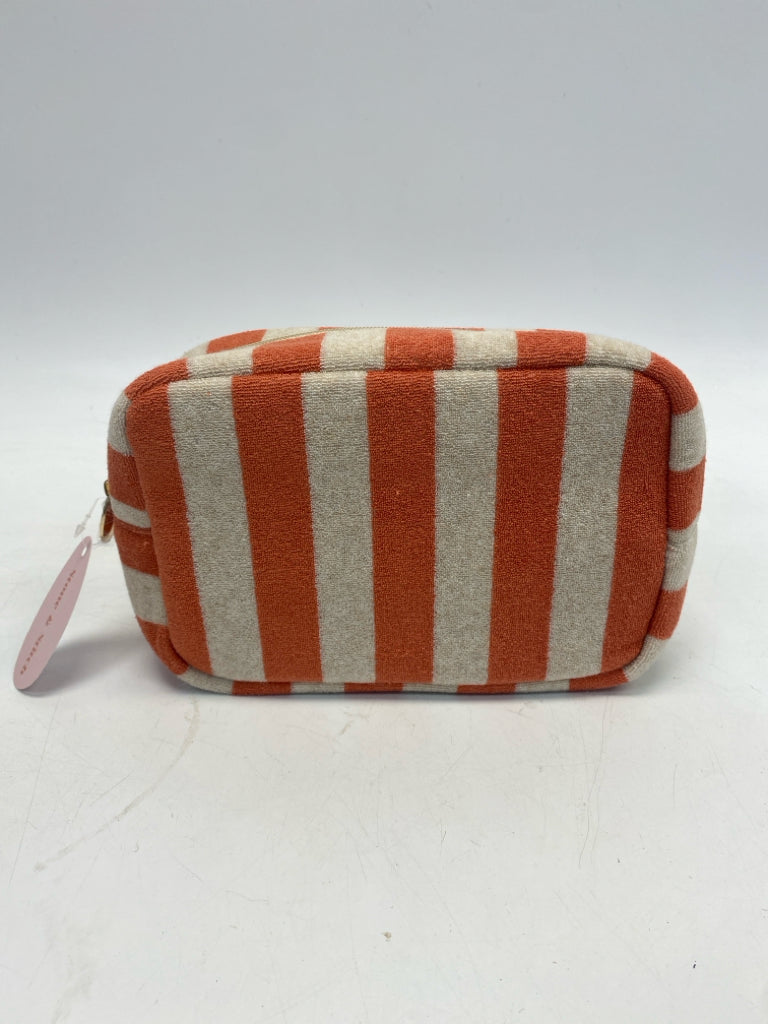 NWT Stone &amp; Stitch Tan Orange Stripe Make-up Bag