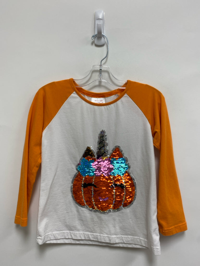 SIZE 6 White Orange Pumpkin Girl&