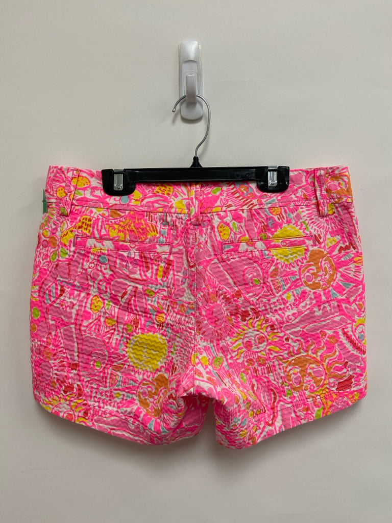 LILLY PULITZER Size 4 Neon Pink White/Yellow Sunburst Ladies Shorts