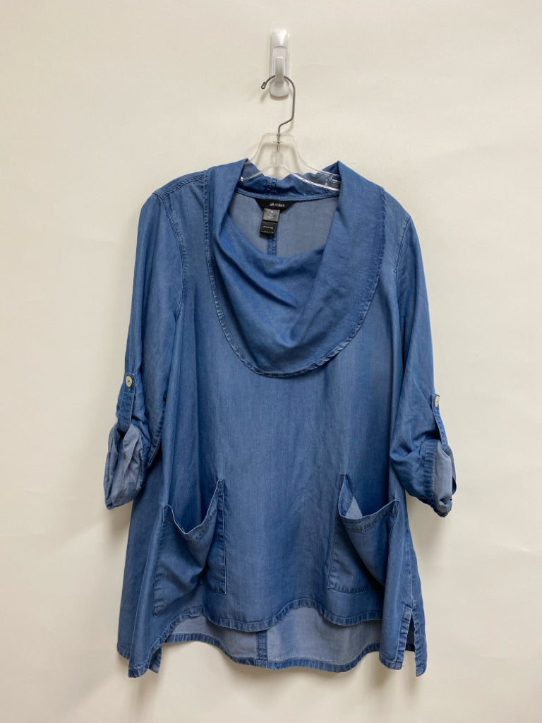 Ali Miles Size M Blue Chambray Tunic Ladies Top