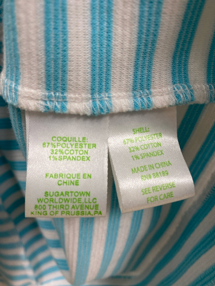 LILLY PULITZER Size M Aqua/White Stripes 3/4 Sleeve Ladies Dress